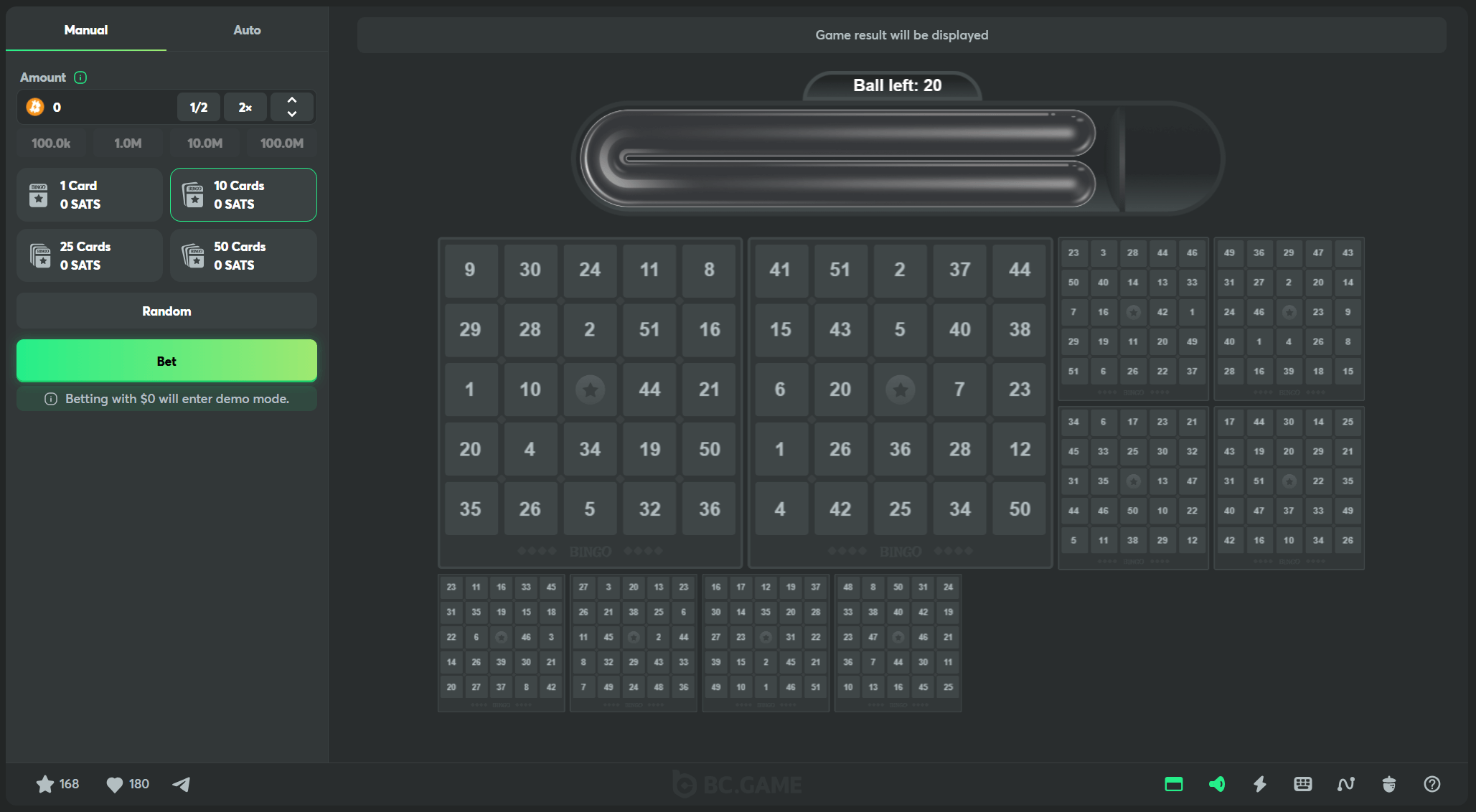 bc game casino bc originals bingo game demo screen