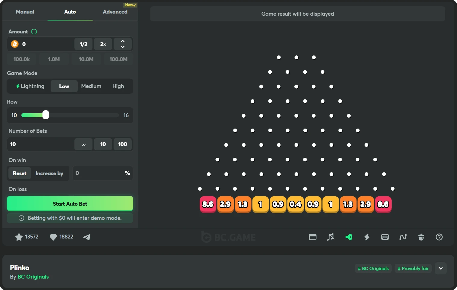 bc game originals plinko demo screen low mode