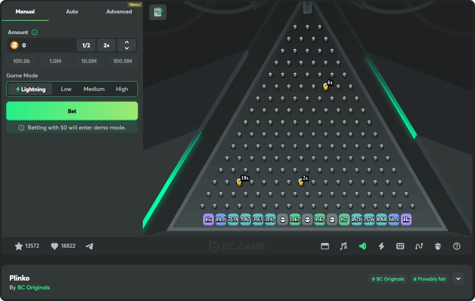 bc game originals plinko demo screen