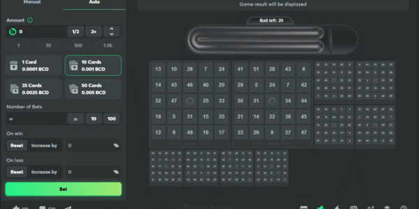 original crypto bingo game at bc game casino in auto mode